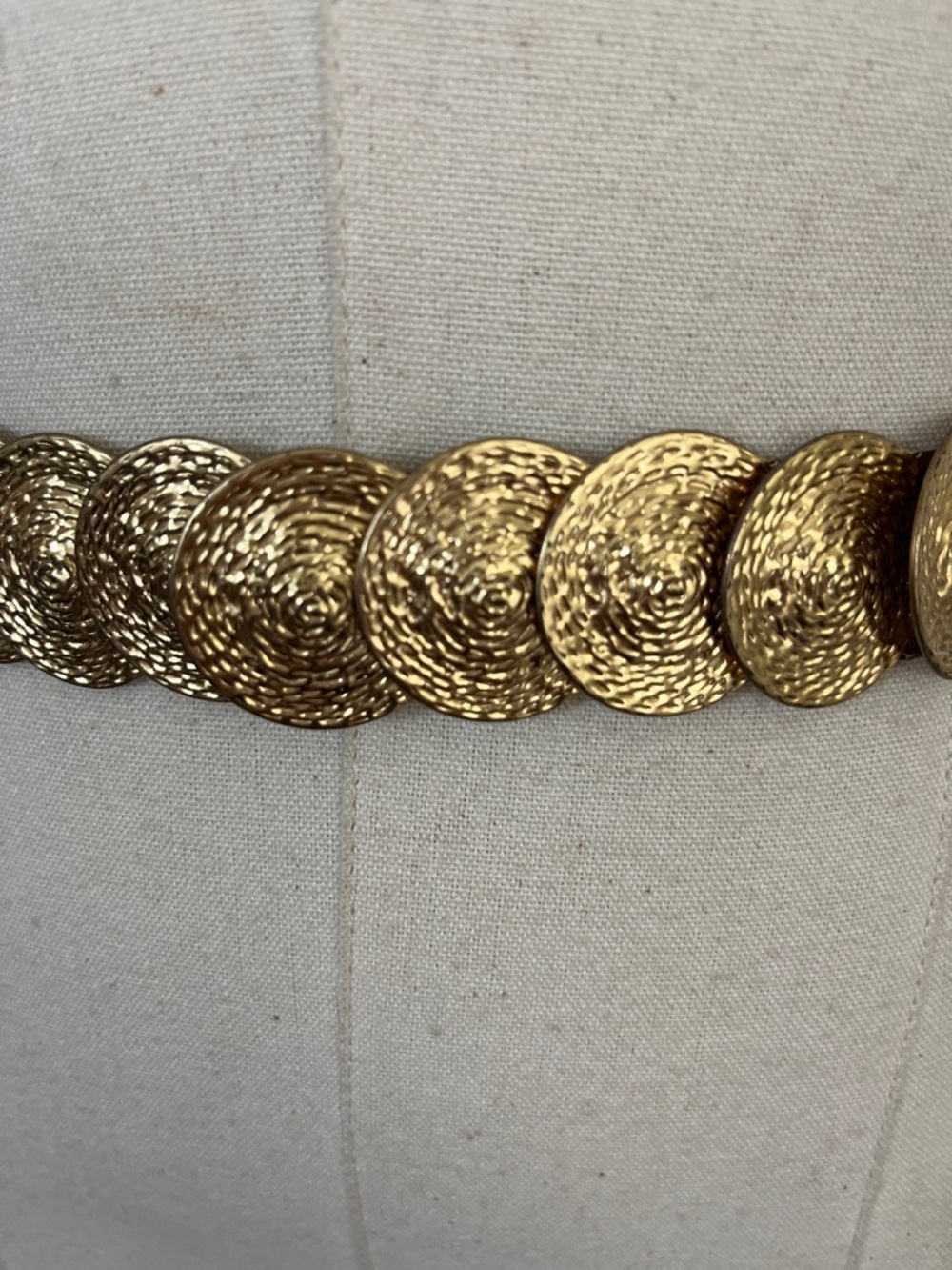 Vintage 90s Gold Coin Link Stretch Waist Belt by 94 GRD - Picture 2 of 6